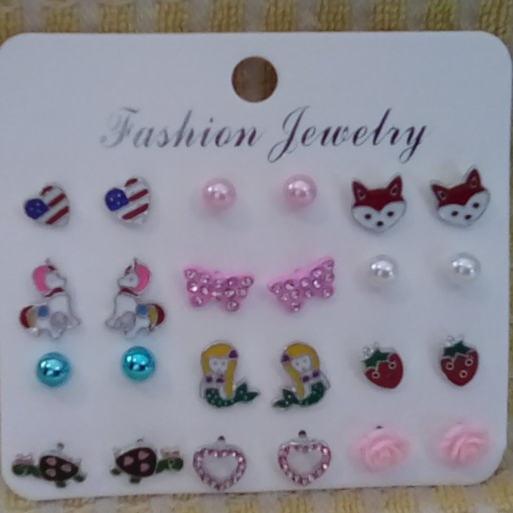 12-Pack of Whimsical Stud Earrings